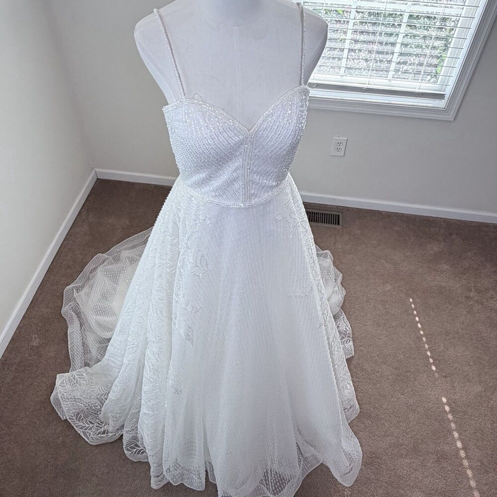 Morilee Rhianna Wedding Dress Size 9/10 Beaded A-Line Bridal Gown Altered #2095 - Picture 4 of 16